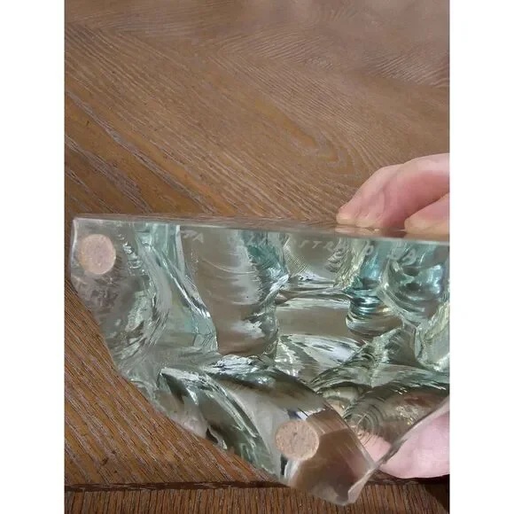 Vicke Lindstrand For Kosta Boda Blown Glass Block Blue Green Paperweight‎ Deer - Picture 8 of 16